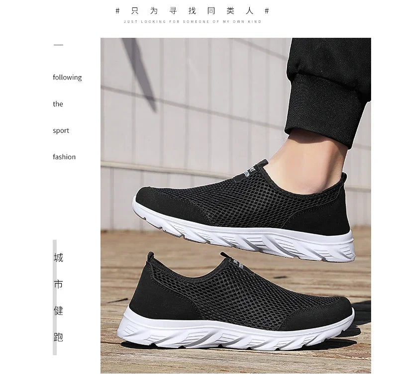 YRZL Sneakers Men Summer Casual Shoes Men Mesh Breathable Outdoor Non Slip Sports Shoes Slip on Loafers for Men Pius Size 38-46