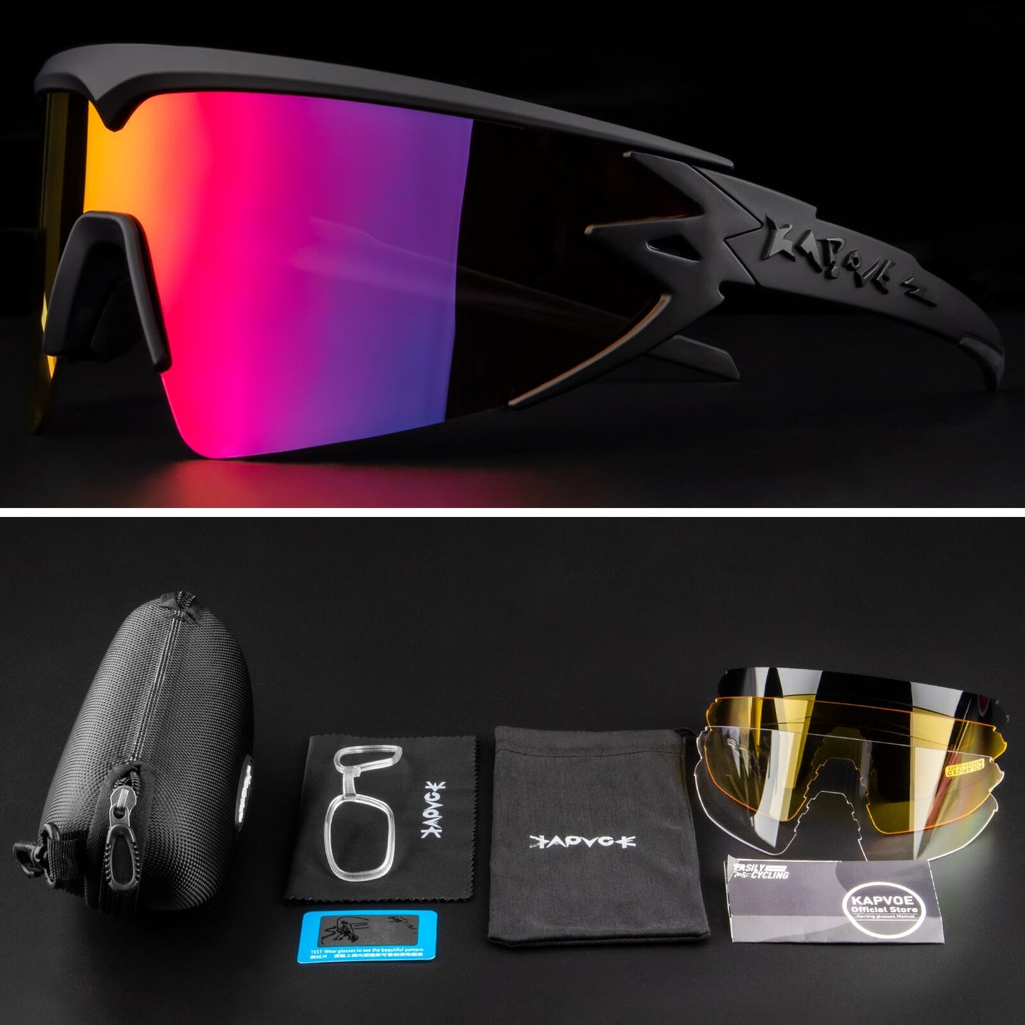 New design replace glasses frame Polarized Cycling Glasses For Man Women Bike Eyewear Cycling Sunglasses 4 Lens Goggles MTB UV