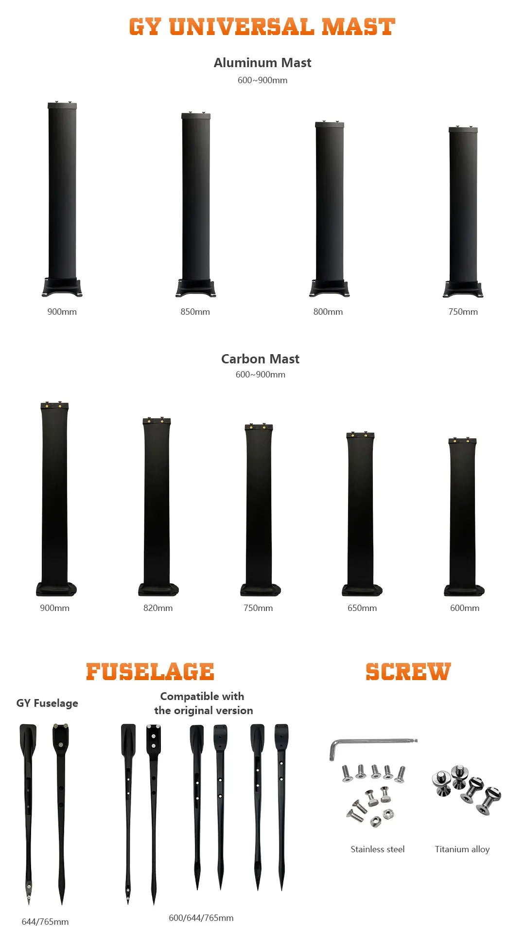 Customisable GY-BSC970 1501sqcm Carbon Fibre Front Wing Hydrofoil Kit for Windsurfing and SUP Hydrofoil Surfing