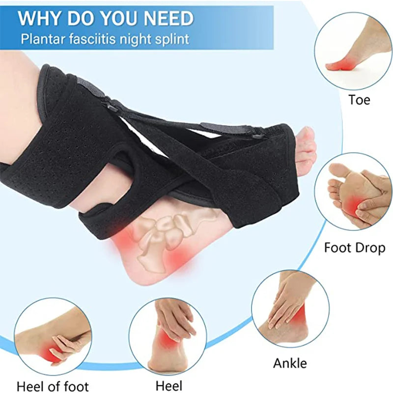 Plantar Fasciitis Splint Upgraded Version, 3 Pull Adjustable Straps, Drop Corrector, Stabilizing Brackets, Relieve Foot Pain