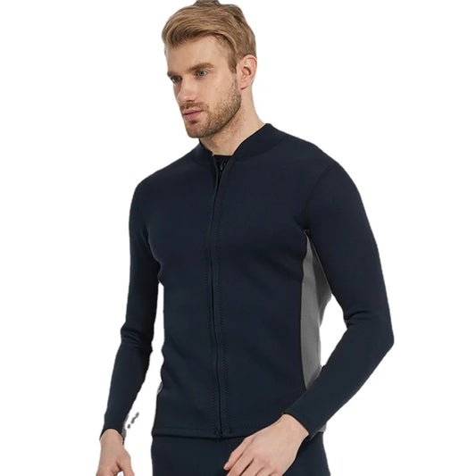 2MM Neoprene Diving Top Split Wetsuit Jacket Men's Water Sports Swimming Snorkeling Surfing Warm Wetsuit Top