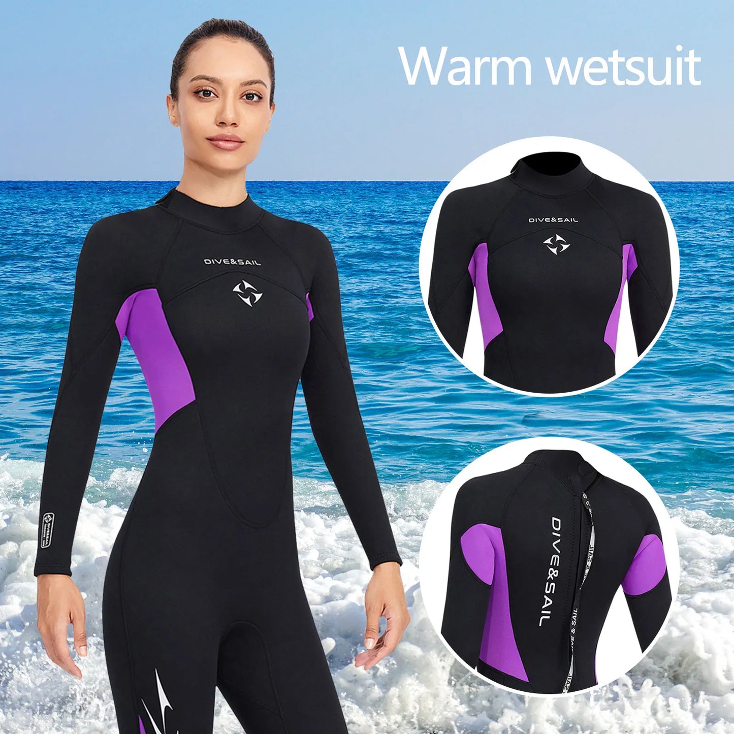 3mm Neoprene Wetsuits Full Body Women Diving Suits Scuba Snorkeling Surfing Water Sports Keep Warm Long Sleeve Diving Clothing