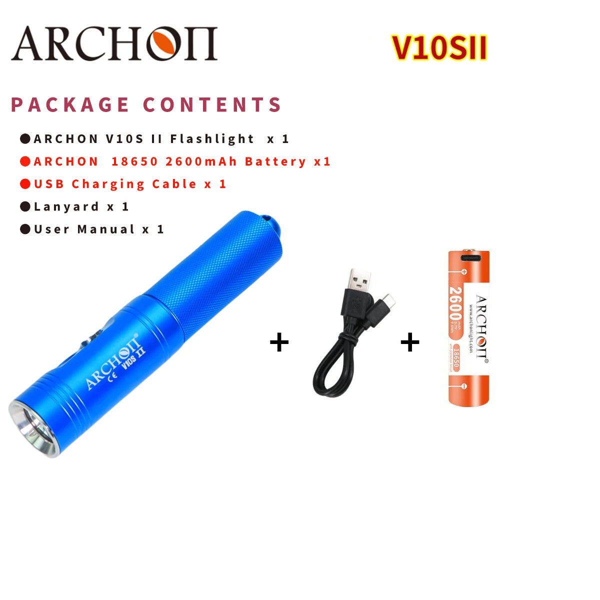 ARCHON V10S II 1200LM LED Diving Flashlight Lanter Diving Flashlight Underwater Diving Flashlight