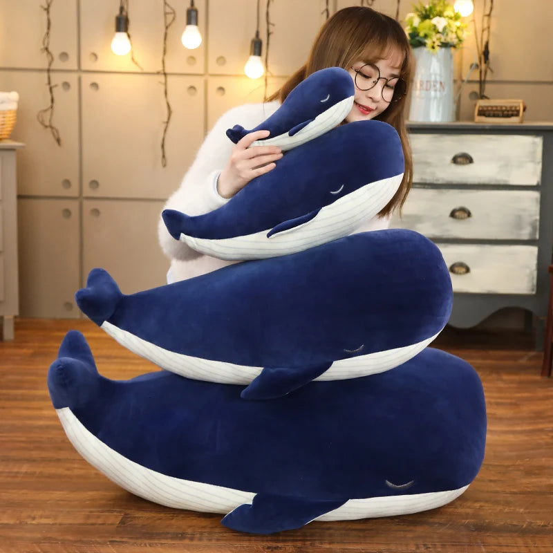 Blue Whale Doll Plush Toy Soft Aquatic Animal Plushie BLAVINGAD Mouth with Zipper Sleeping Throw Pillow Kid Man Christmas Gift