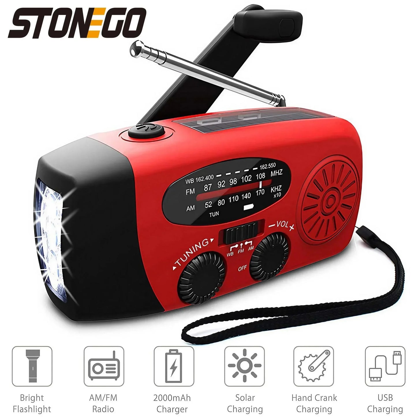 STONEGO Mini Portable Radio Handheld Rechargeable Digital FM USB TF MP3 Player Stonego Speaker Devices Supplies