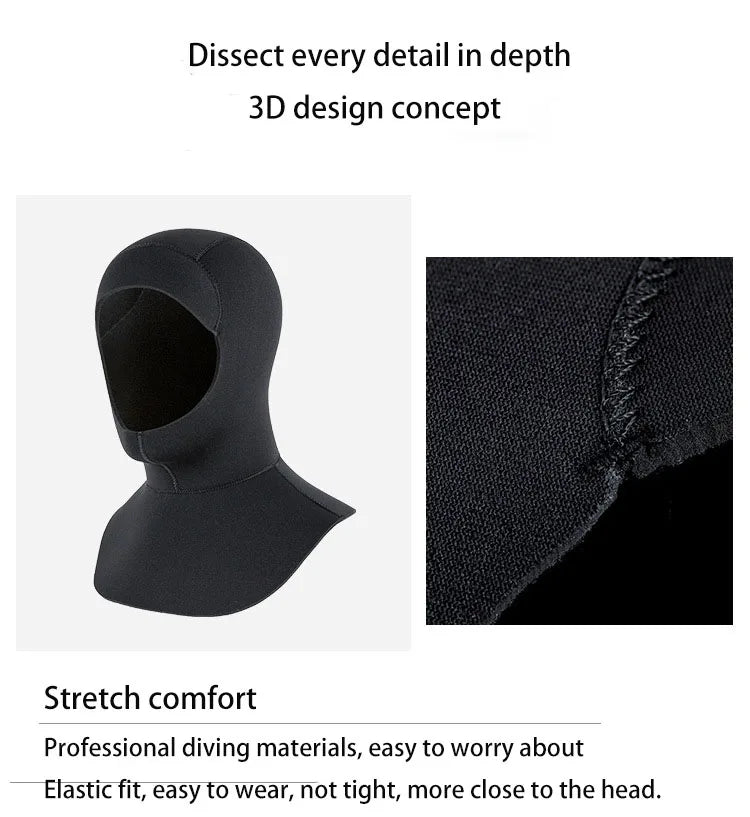 Neoprene Cap 3mm 5mm Swimming Hat With Shoulder For Men Women Protect Head Diving Scuba Spearfishing Hood Surf Helmet Accessorie