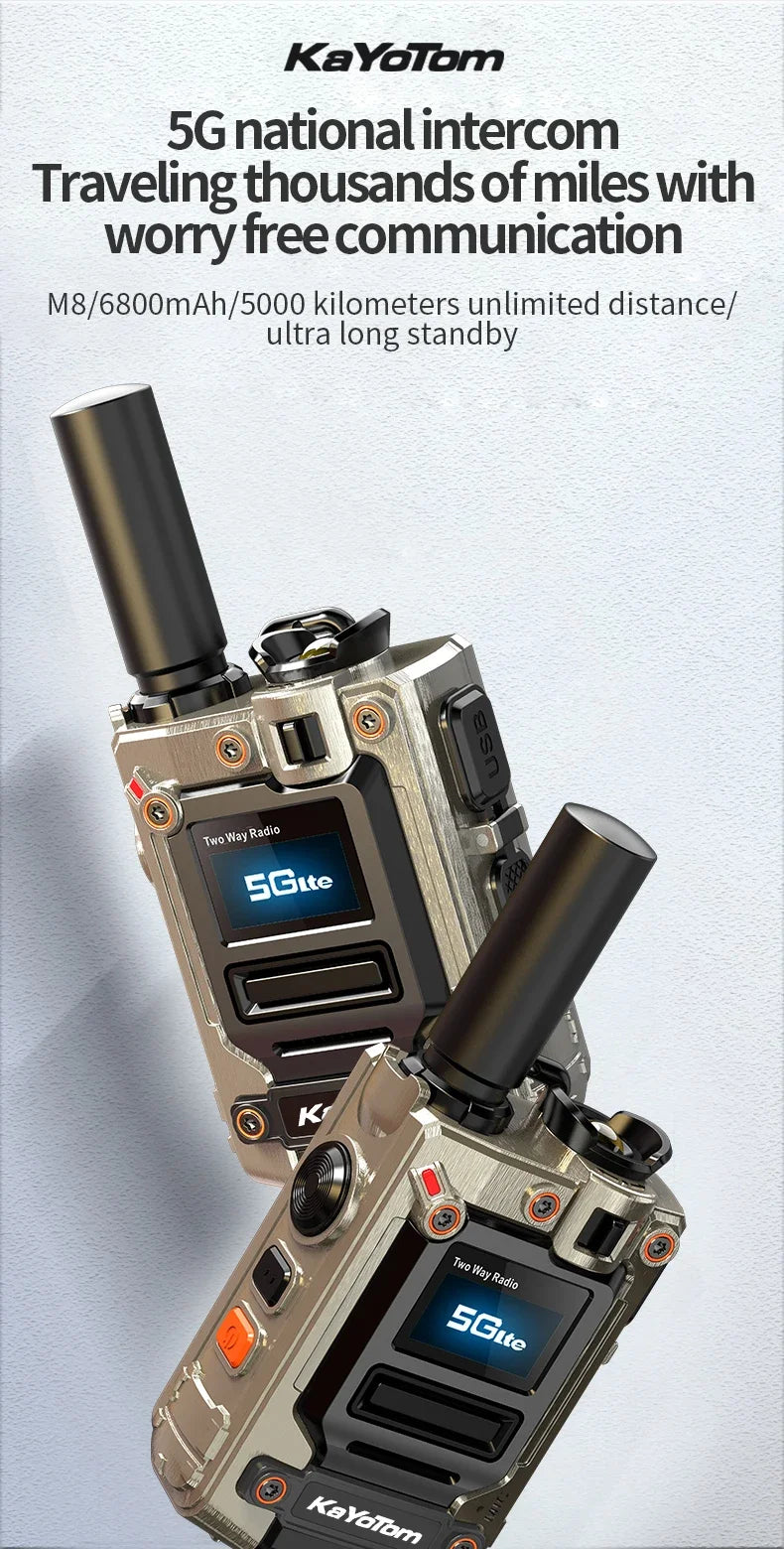 KaYoTom M08 walkie-talkie 5000km Long Talk Range 4g LTE POC Network Radio Sim Card Walkie Talkie wo way radio