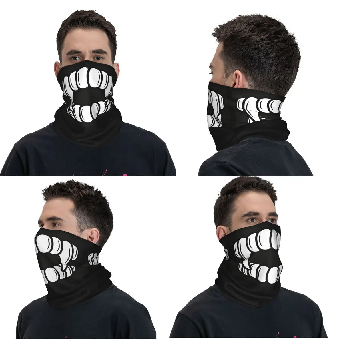 White Teeth Bandana Neck Cover Printed Magic Scarf Multi-use Balaclava Outdoor Sports For Men Women Adult Washable