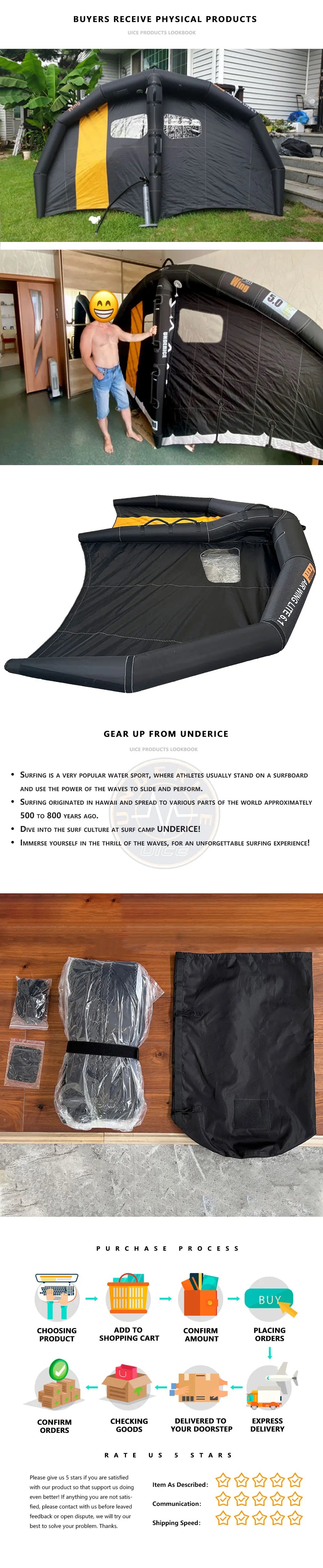 Wingfoil Hydrofoil 4.1/5.0/6.1m² Surfing Wing Foil Inflatable Wing foil Independent Air Bag Carbon Fiber Handle Surf Accessory