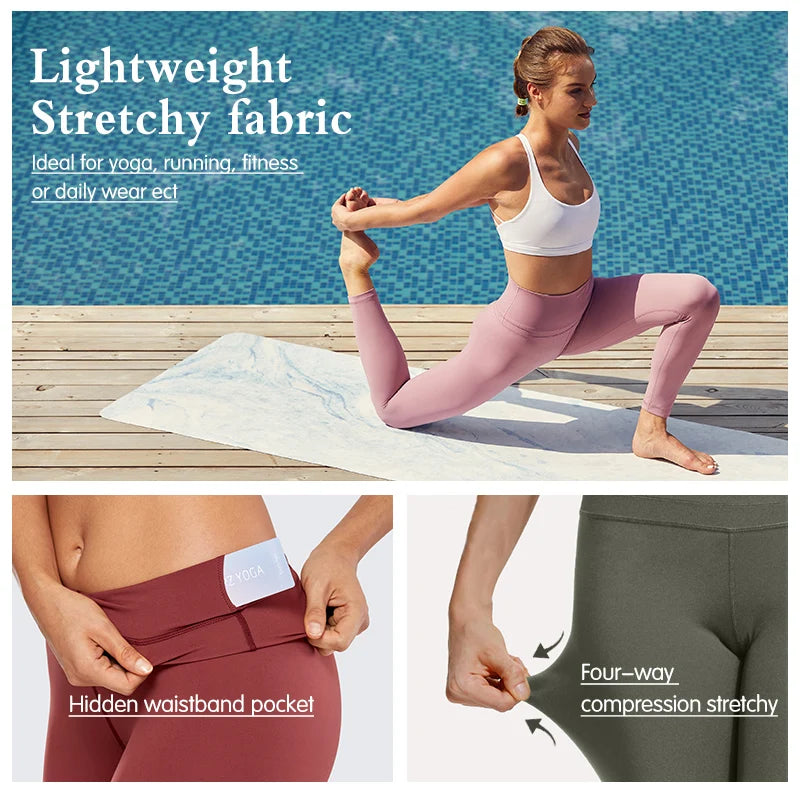 CRZ YOGA Women's Naked Feeling High-Rise Tight Yoga Pants Workout Fitness Leggings With High Elasticity-25 Inches