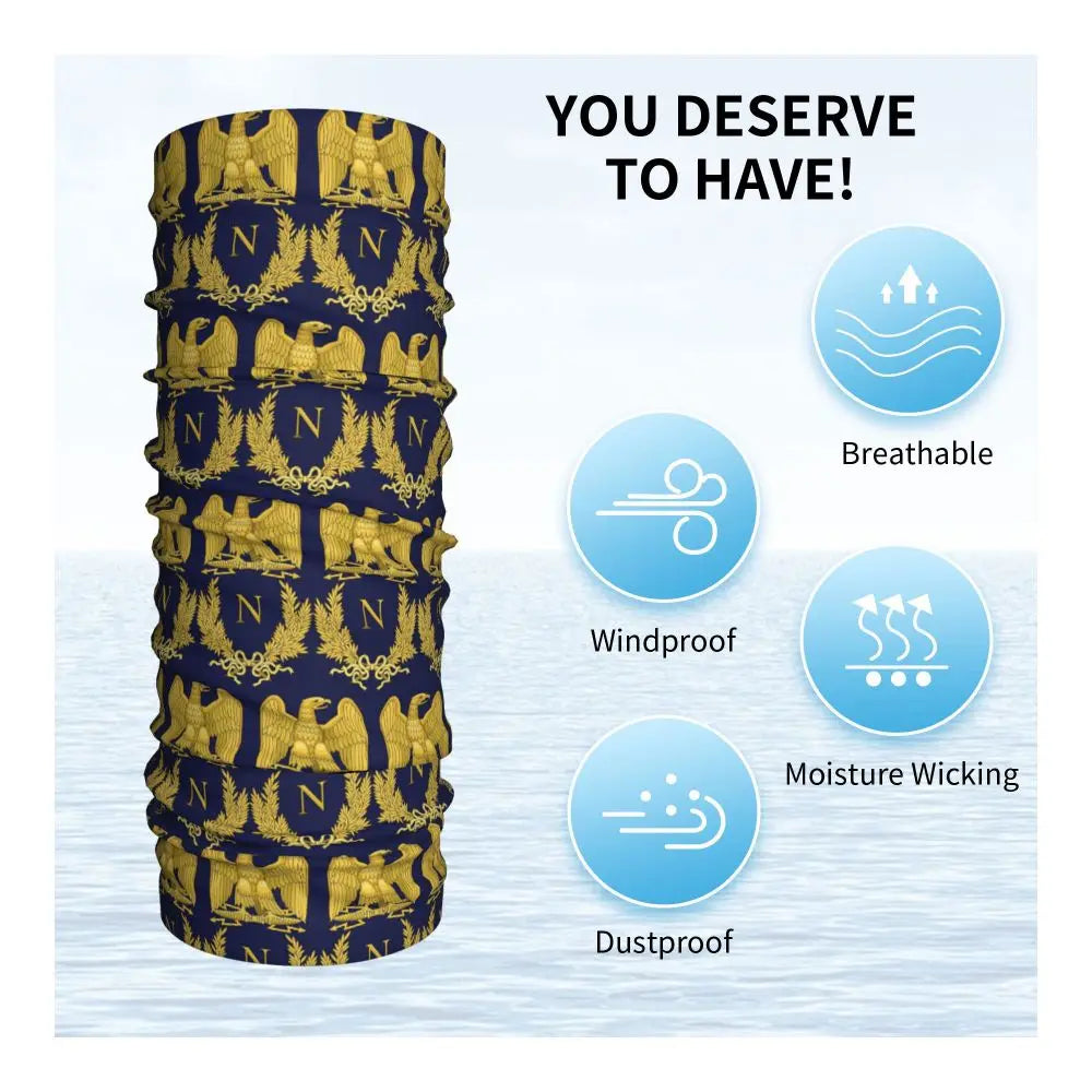 Napoleon Bonaparte Emlem Bandana Neck Cover Printed Wrap Scarf Warm Headband Outdoor Sports For Men Women Adult Winter