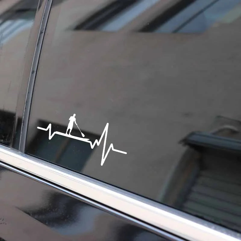 N516# Car Sticker Paddle Board SUP Stand Up Guy Heartbeat Vinyl Stickers Car Accessories Pegatinas Para Coche