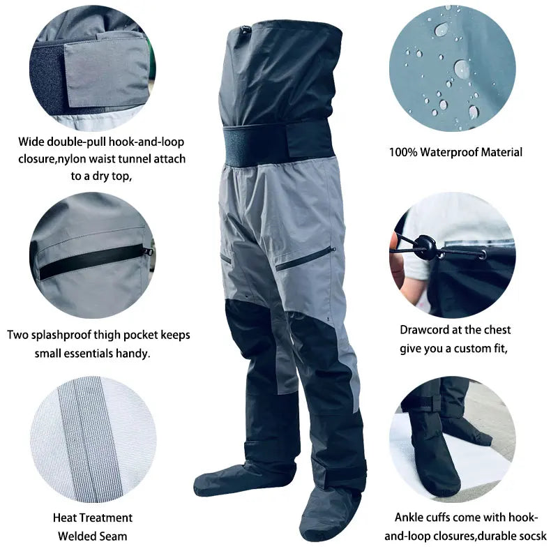 Drysuit Separate Dry Cag Trousers Combo Flexibility Waterproof Spray Jacket for paddling Canoeing Boating Trouring Winter Spring
