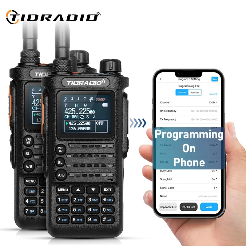 2PCS TIDRADIO 2nd Gen H8 Walkie Talkie Long Range Professional Radio Connection APP Wireless Programming Portable Radio GMRS