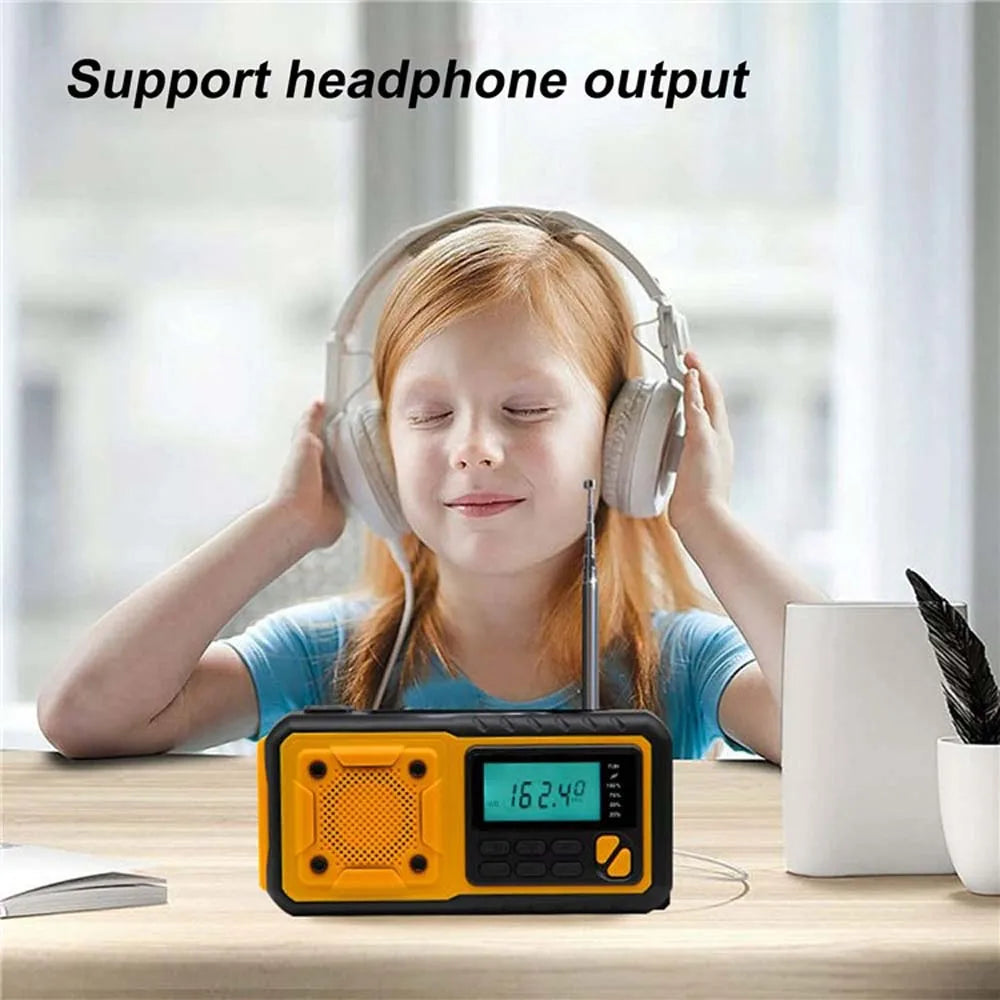 4000mAh Portable Emergency Solar Power Radio Hand Crank Charging AM/FM Weather Radio Led Reading Flashlight Bank Phone Charger