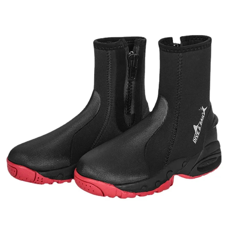 Neoprene Scuba Diving Boots, Water Shoes, Vulcanization, Cold Proof, High Upper, Warm Fins, Spearfishing, 5mm, Winter