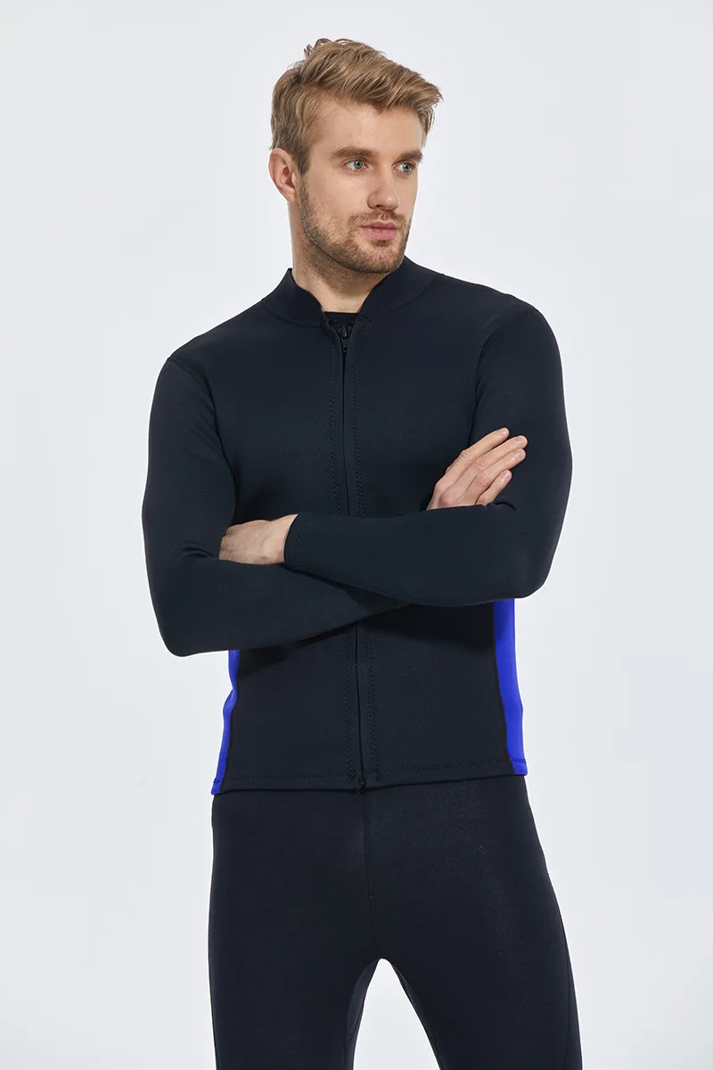 2MM Neoprene Diving Top Split Wetsuit Jacket Men's Water Sports Swimming Snorkeling Surfing Warm Wetsuit Top