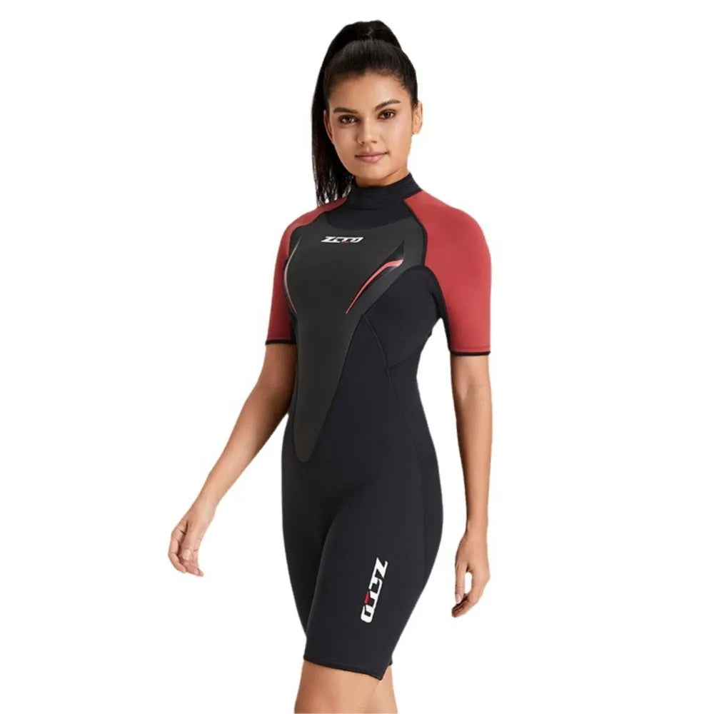 New Wetsuit Neoprene Men Women Surf Suit 3mm Short Sleeve Rash Guards Kitesurf Scuba Diving Suit One-Piece Swimwear Wet Suit