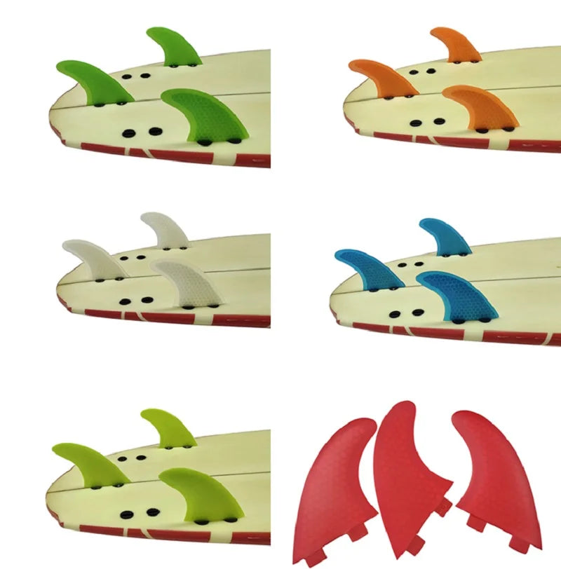 Tri Fin Set UPSURF FCS Fins S/M/L Surf Fins Honeycomb Surfboard Fin Thruster Kayak Stabilizer Multicolor Double Tabs 1 Fins