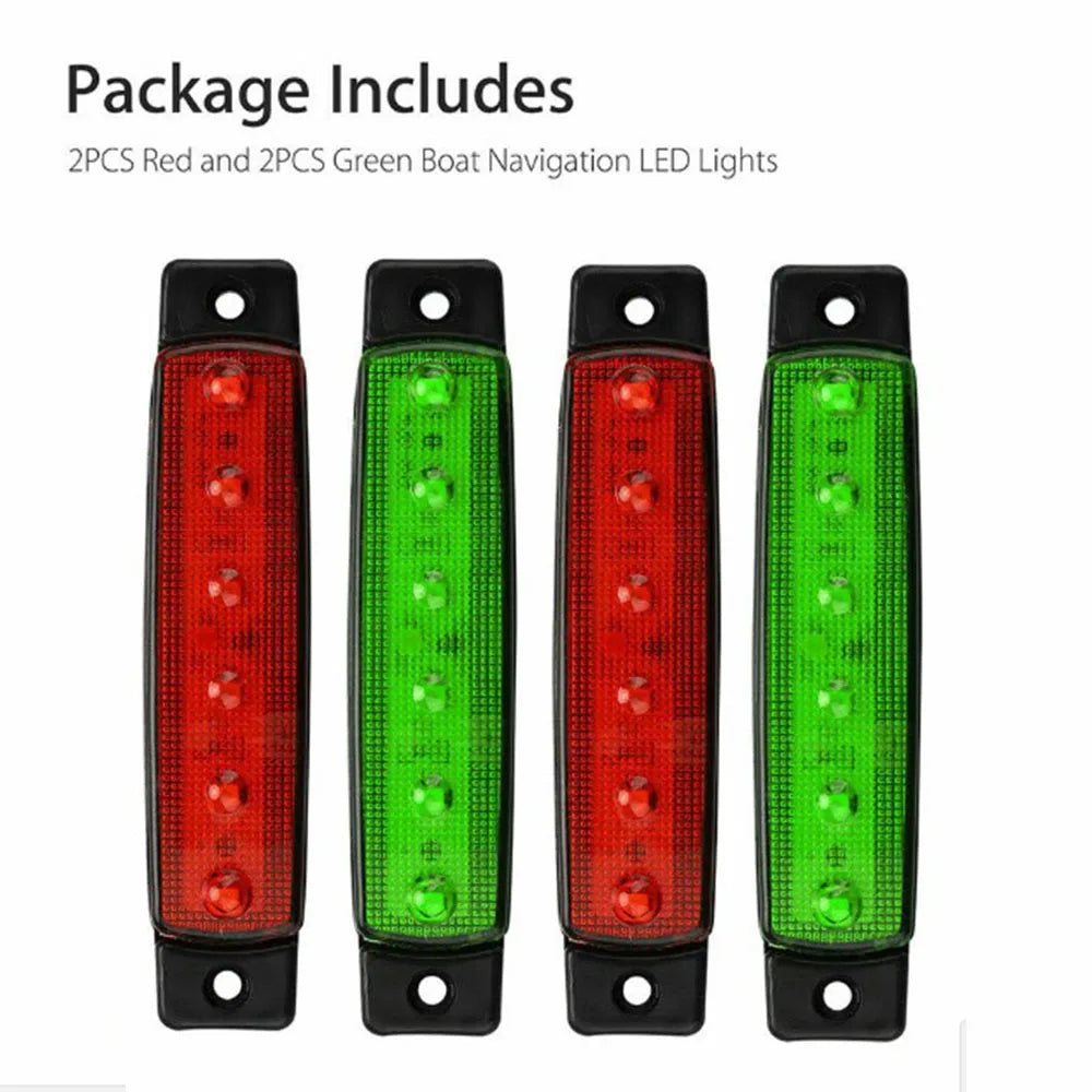 4pcs Red Green LED Lights For Boat 12V Navigation Light Marine Sailing Signal Lamp Yacht Accessories Waterproof