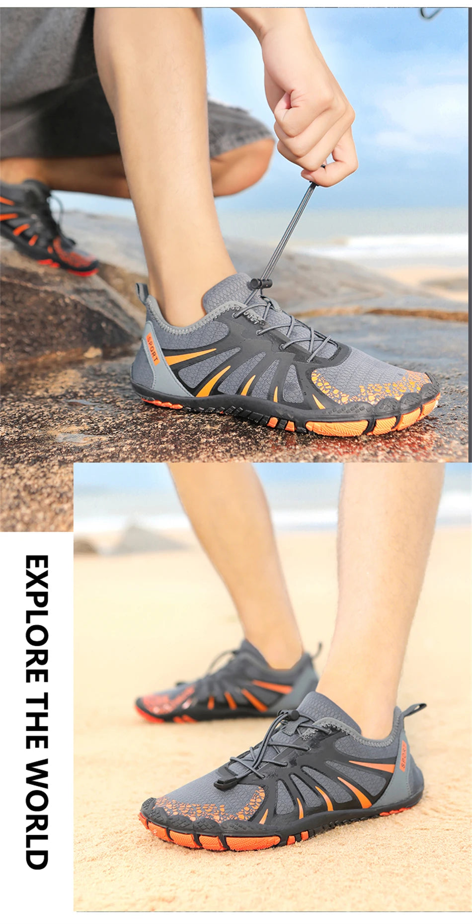 High Quality Cotton Lining Aqua Shoes Outdoor Beach Sandals Water Sports Upstream Shoes Comfortable Barefoot Wading Shoes Unisex