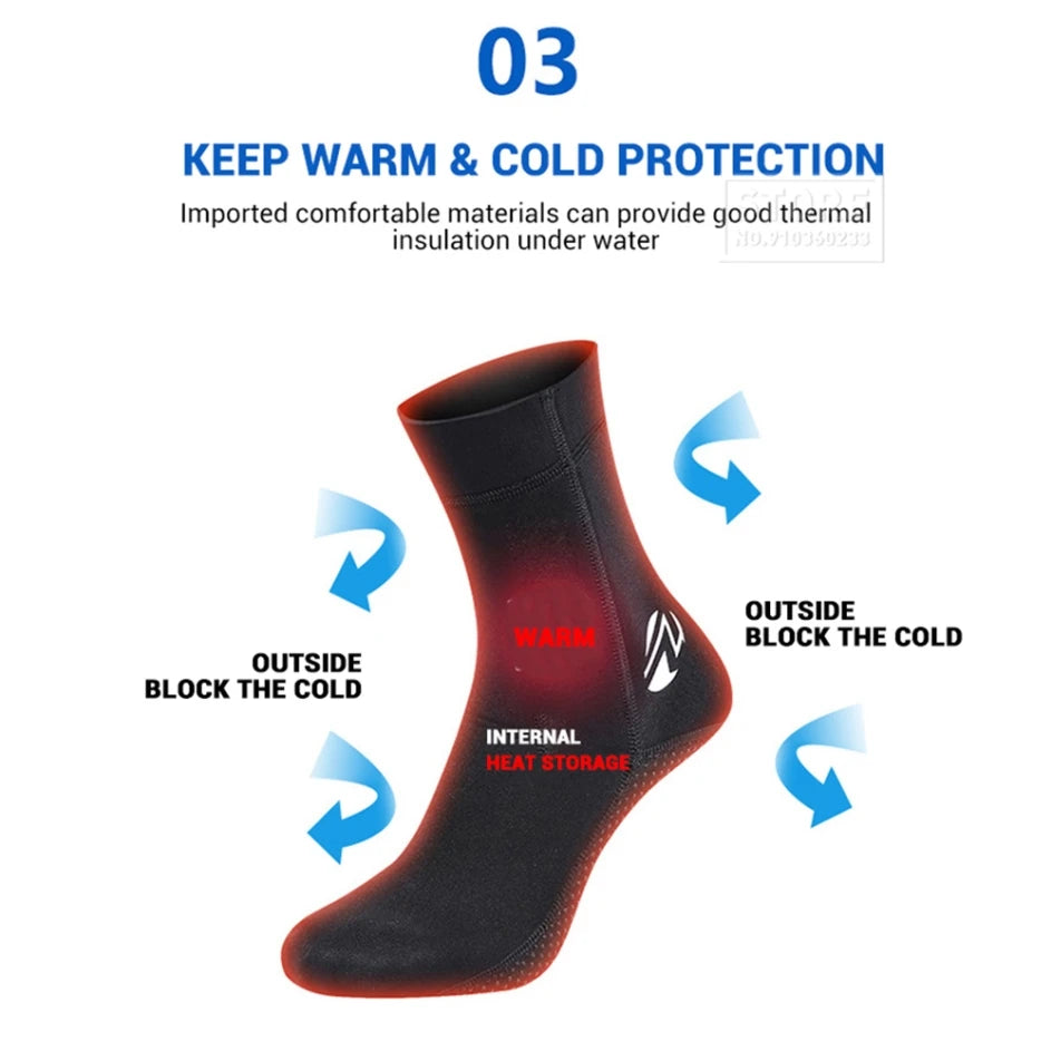 3MM Neoprene Diving Socks Scuba Hunting Diving Kitesurf Windsurf Snorkeling Suit Beach Surf Flippers Fishing Underwater