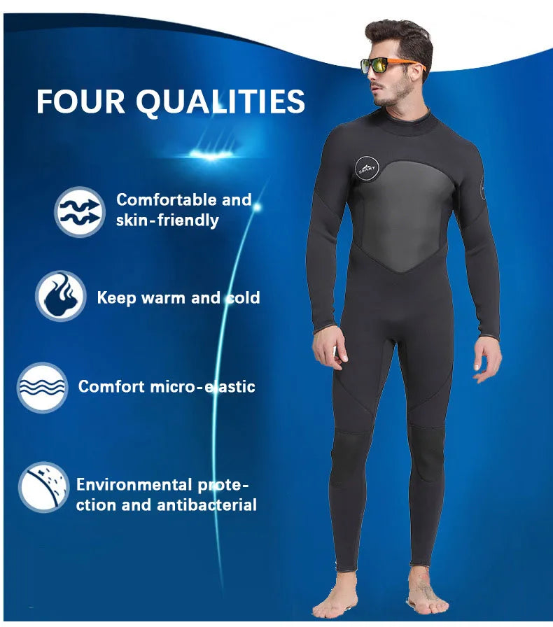 Men Wetsuit 3mm Neopreno Keep Warm One-Piece Swimsuits Quick Dry Snorkeling Kayaking Surfing Clothes Diving Suit Kitesurf