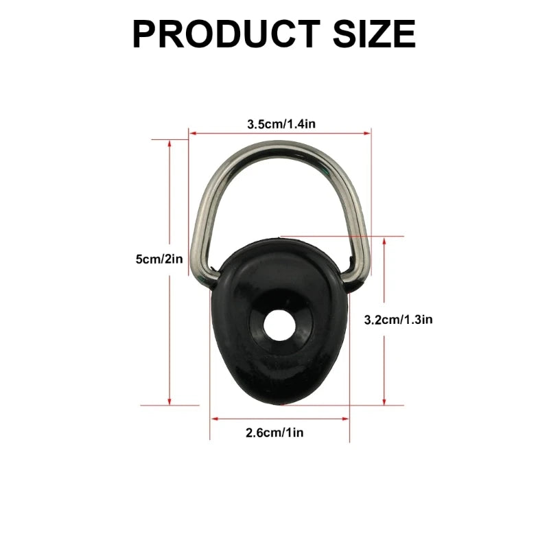 10Pcs Kayak Fishing Riggings Round D Rings Buckles Kayak D Rings with Screw for Boats Deck Mount Fitting Hardware Enduring