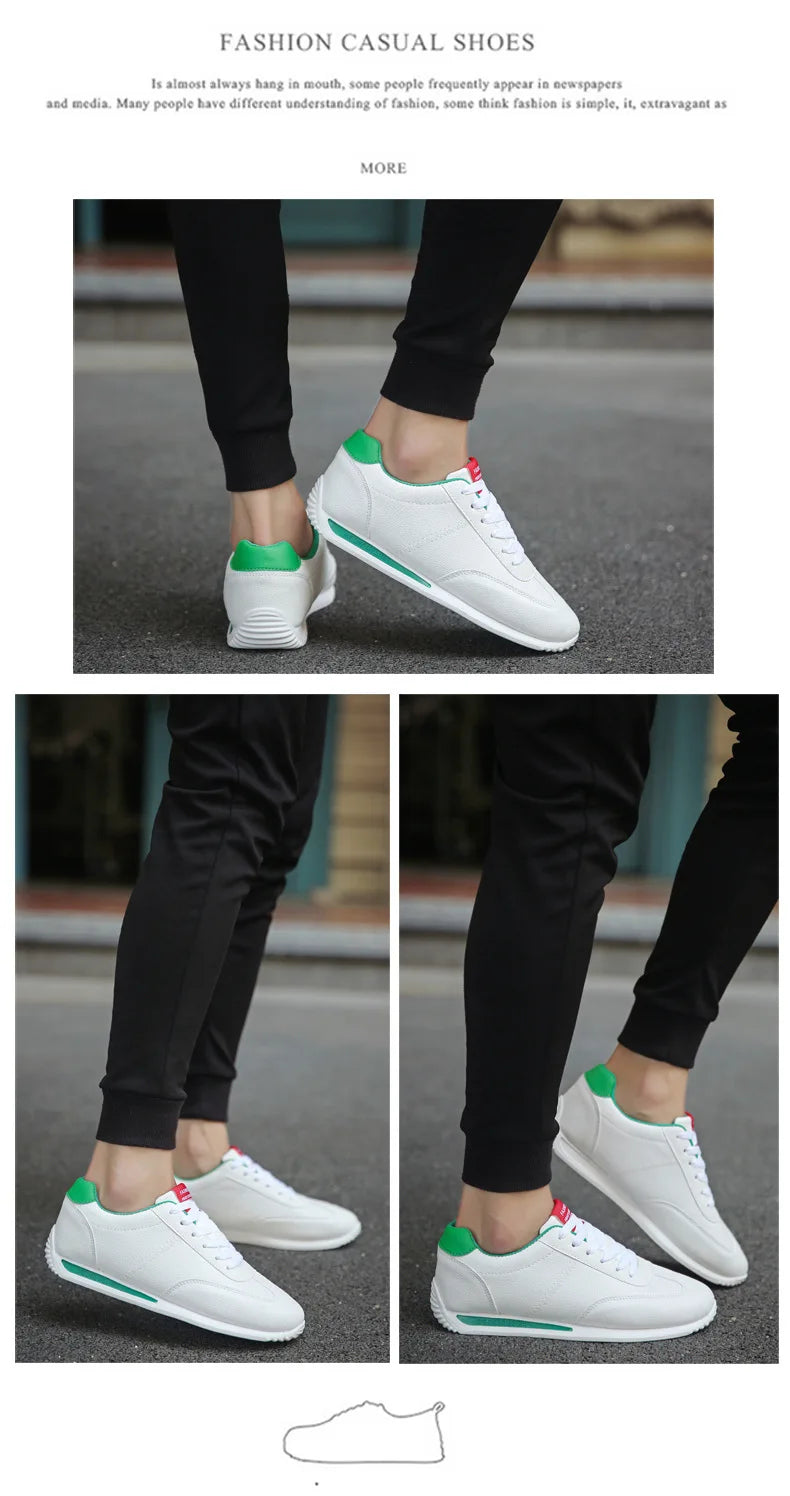 New PU Leather Sneakers Men Comforthable Vulcanized Shoes 2024 Trend Boys Sport Sneakers Mens Casual Shoes Fashion School Tennis