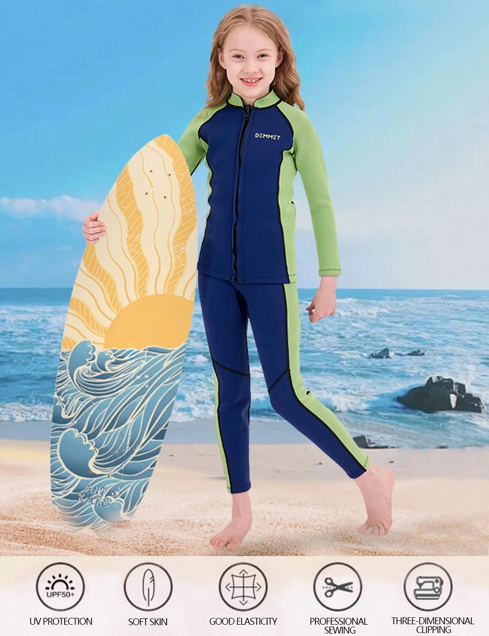 New Kids Wetsuit Neoprene 1.5mm/3mm Boys and Girls Thick Warm Scuba Diving Suit Underwater Free-diving Split Long Sleeve