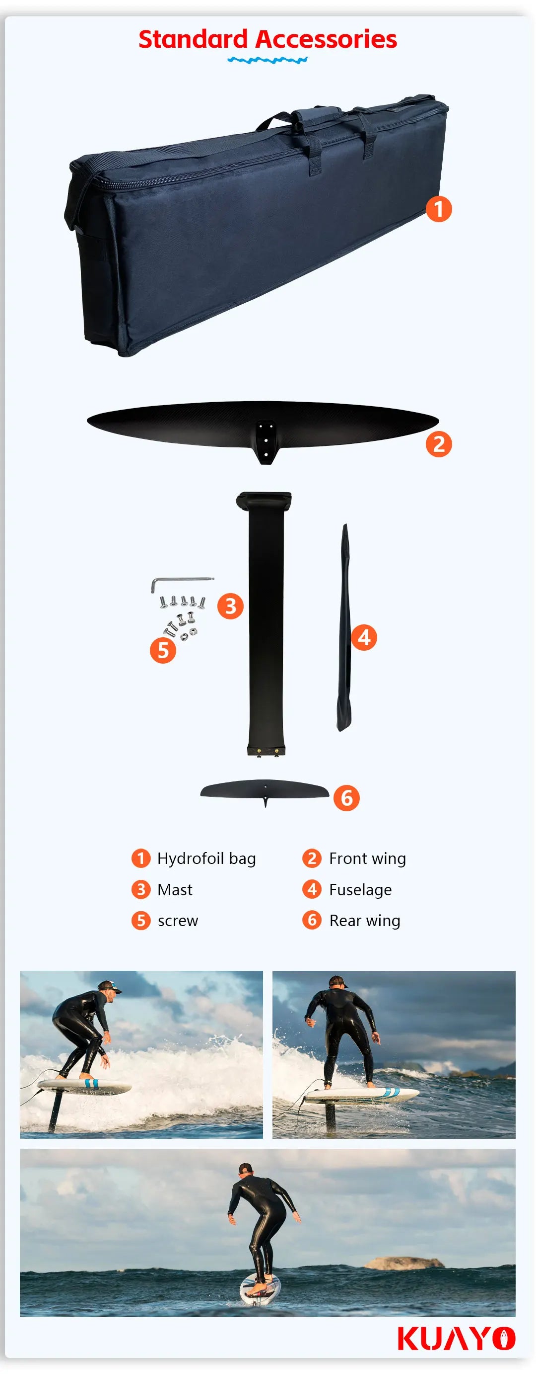 Hot Selling Advanced ART Series-V2 999 Hydrofoil Advanced Carbon Fiber 1038sqcm Ultra-Light Ultra-Fast Kite Surfing Tool
