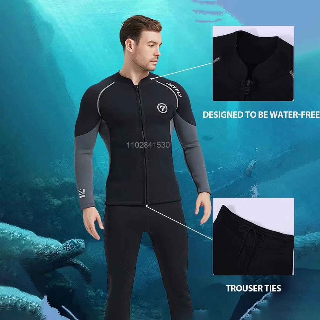 3mm/2MM Men Wetsuit Neoprene Scuba Diving Suit Zipper Jacket Pants Spearfishing Swimwear Kayak Surfing Swimsuit