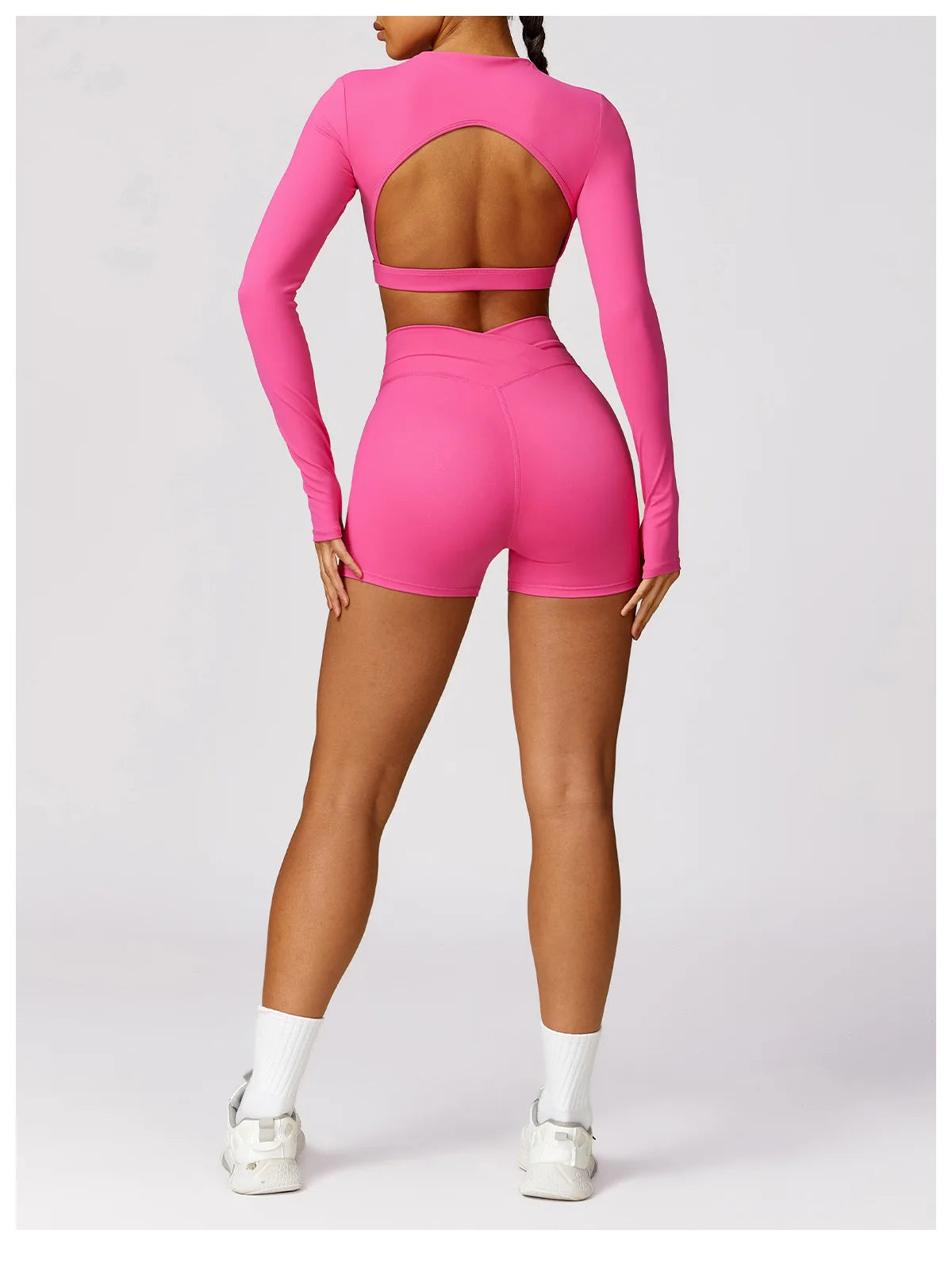 New Sexy Backless Gym Top Women Fitness Crop Yop Quick Dry Sportswear Women Workout Top Long Sleeve Yoga Clothes With chest pads