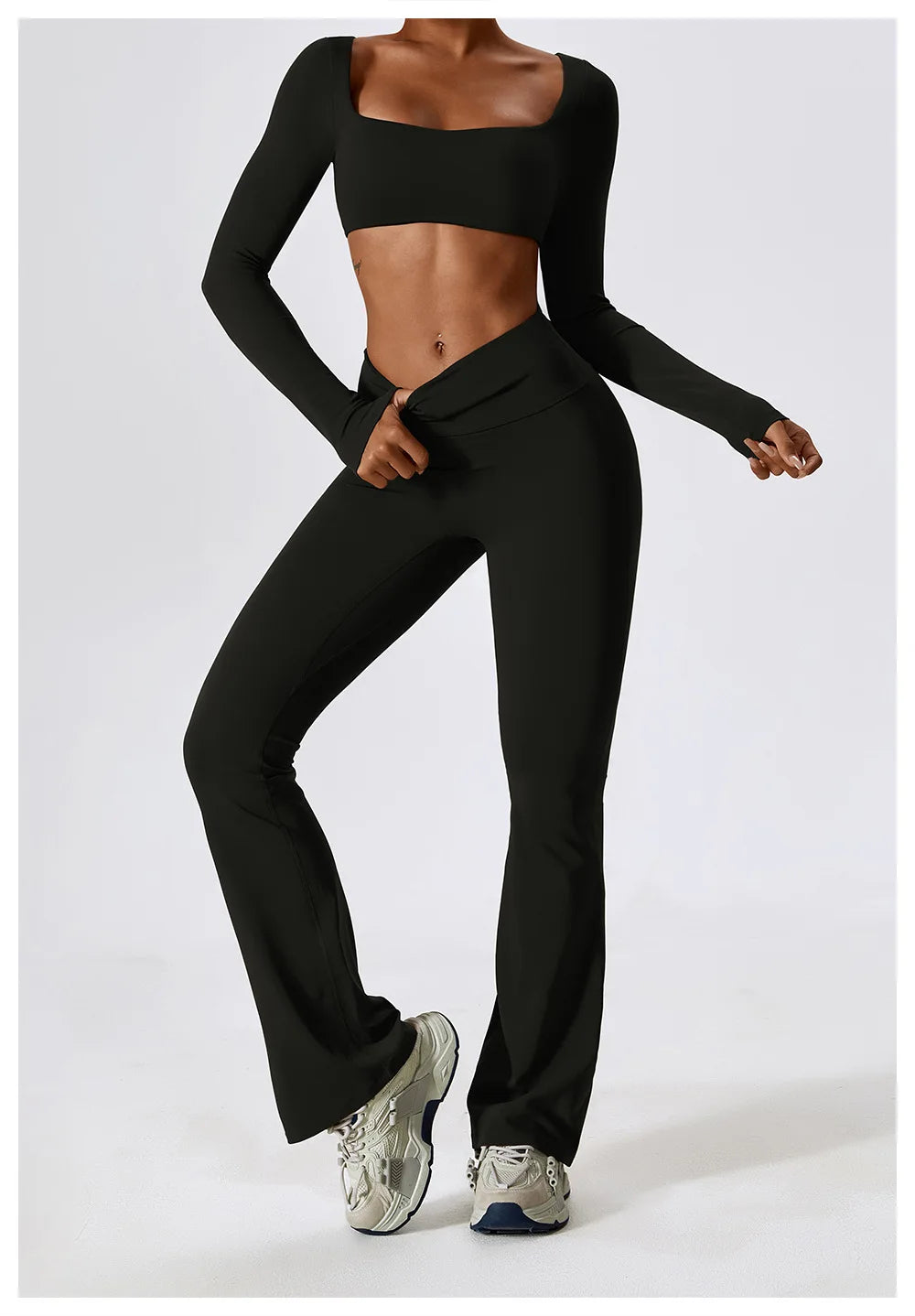 Women Workout Crop T Shirt Top Quick Dry Padded Sports Long Sleeve Gym Crop Tops Fitness Running Push Up Yoga Top