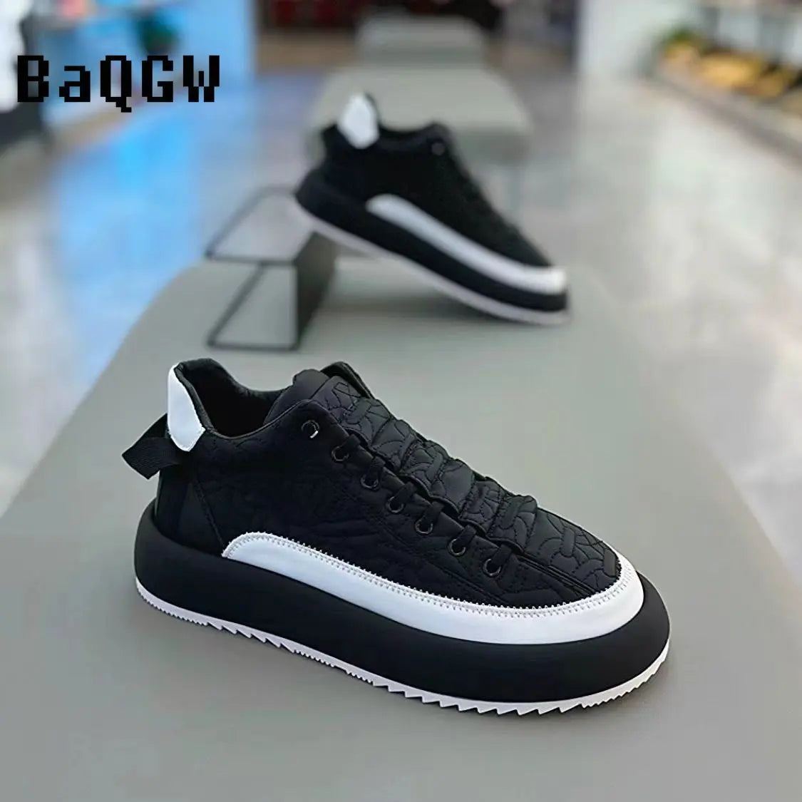 Men Chunky Sneakers Shoes Tennis Sports Slip-On Color Block Height Increased Skateboarding Walking Shoes Casual Shoes for Male