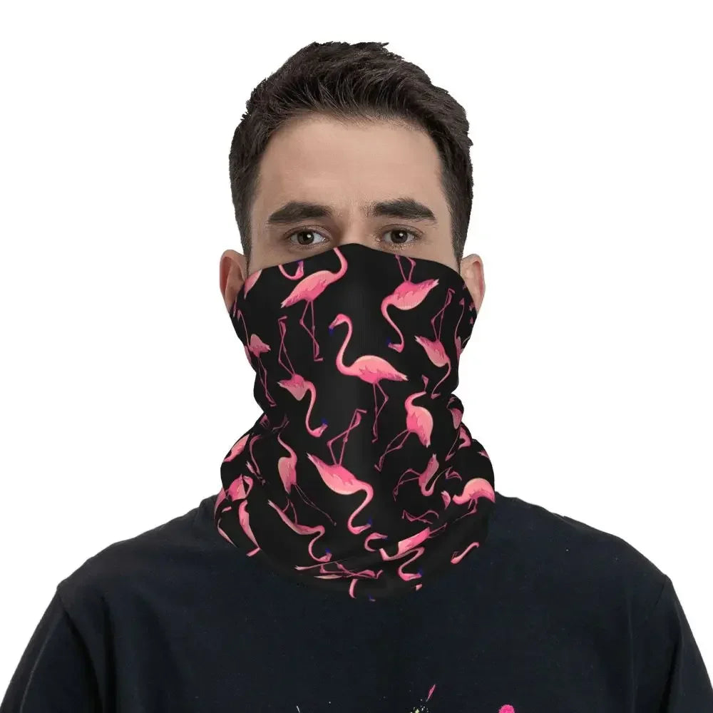 Flamingo Bird Animal Bandana Neck Cover Printed Pink Balaclavas Wrap Scarf Warm Headwear Outdoor Sports for Men Women Adult