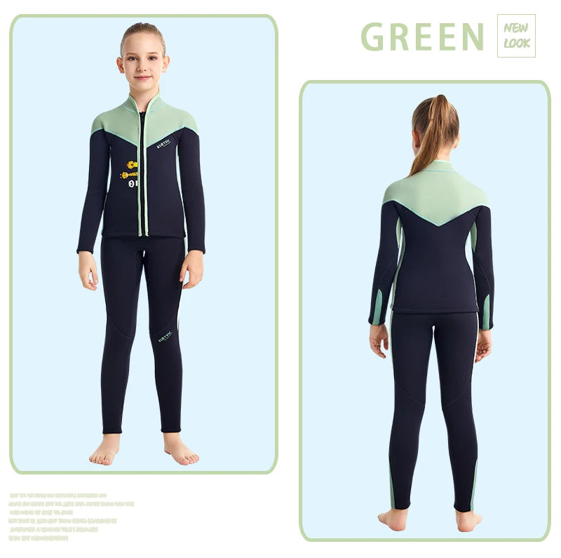 Two-Piece Neoprene Swimsuit for Kids, Professional Swimwear for Boys and Girls, Surfing Wetsuit Diving Suits, Bathing Suit