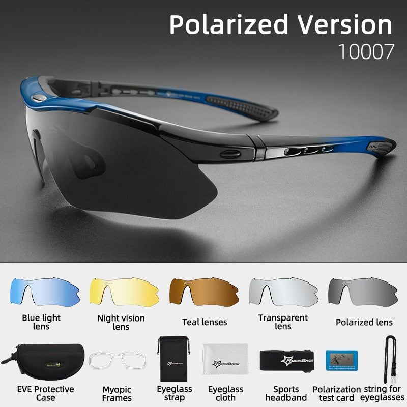 ROCKBROS Polarized Cycling Glasses Men Sports Sunglasses Road MTB Mountain Bike Bicycle Riding Protection Goggles Eyewear 5 Lens