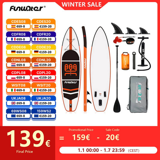 FunWater Cruise Inflatable Stand Up Paddle Board Ultra-Light Surf Sup Board Non-Slip Water Sport Paddling Board with Accessory