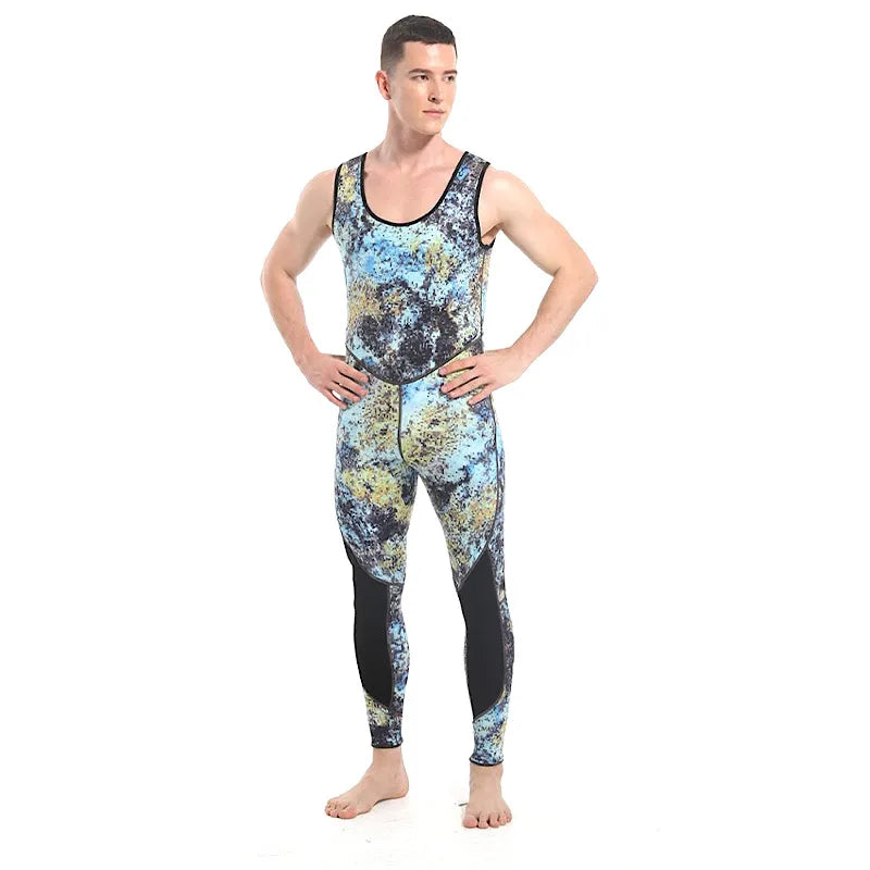 Demmet camuflagem com capuz 3mm roupa de mergulho de neoprene de duas peças para mergulho natação caça subaquática mantém quente e frio