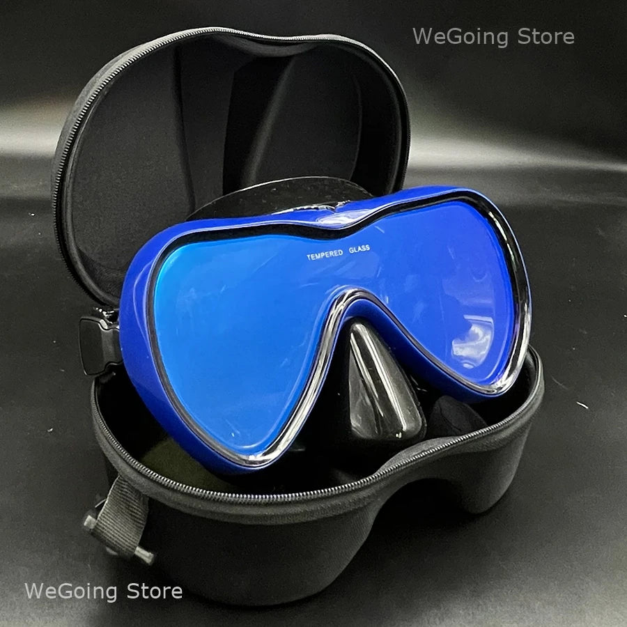 Dropshiping Adult Tempered Glass Tinct Scuba Diving Goggles Soft Silicone Swimming Mask Pack In Black Zipper Case