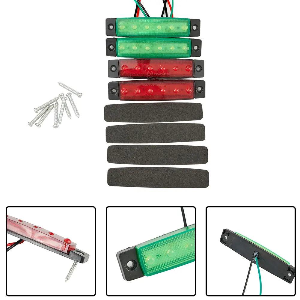 4pcs Red Green LED Lights For Boat 12V Navigation Light Marine Sailing Signal Lamp Yacht Accessories Waterproof