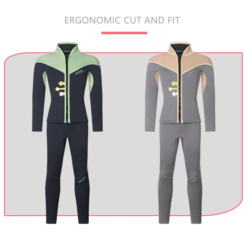 Two-Piece Neoprene Swimsuit for Kids, Professional Swimwear for Boys and Girls, Surfing Wetsuit Diving Suits, Bathing Suit