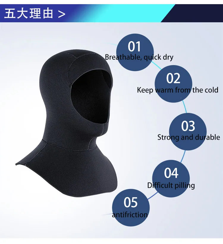 Neoprene Cap 3mm 5mm Swimming Hat With Shoulder For Men Women Protect Head Diving Scuba Spearfishing Hood Surf Helmet Accessorie