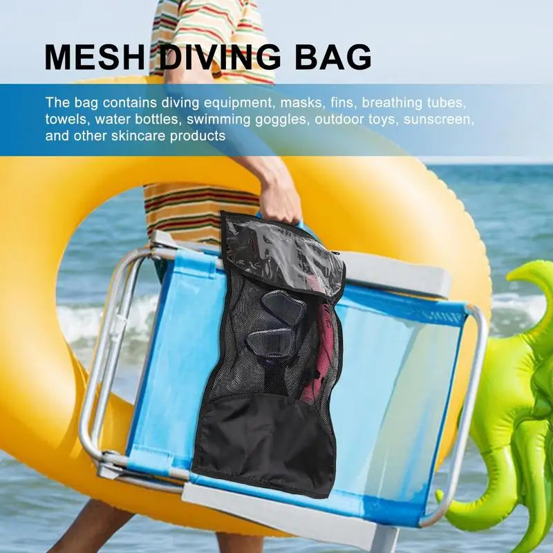 Mesh Gear Bag Aquatic Swim Sport Multi Purposes Storage Net Bag 22.83x11.81in Diving Backpack For Beach Sports Snorkel Equipment