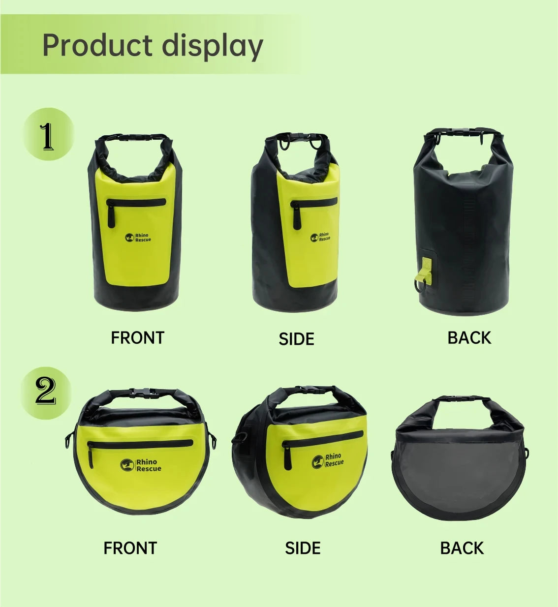 Rhino Rescue Waterproof Dry Bag 5L - Roll Top Waterproof Backpack Sack Keeps Gear Dry for Kayak