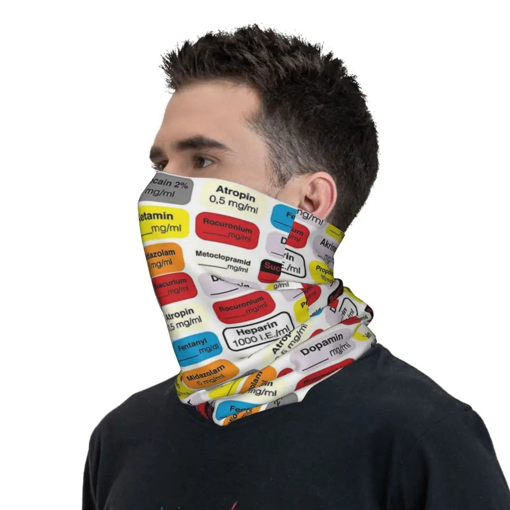 Anesthesia Medication Bandana Neck Cover Printed Mask Scarf Multi-use Balaclava Outdoor Sports Unisex Adult Winter