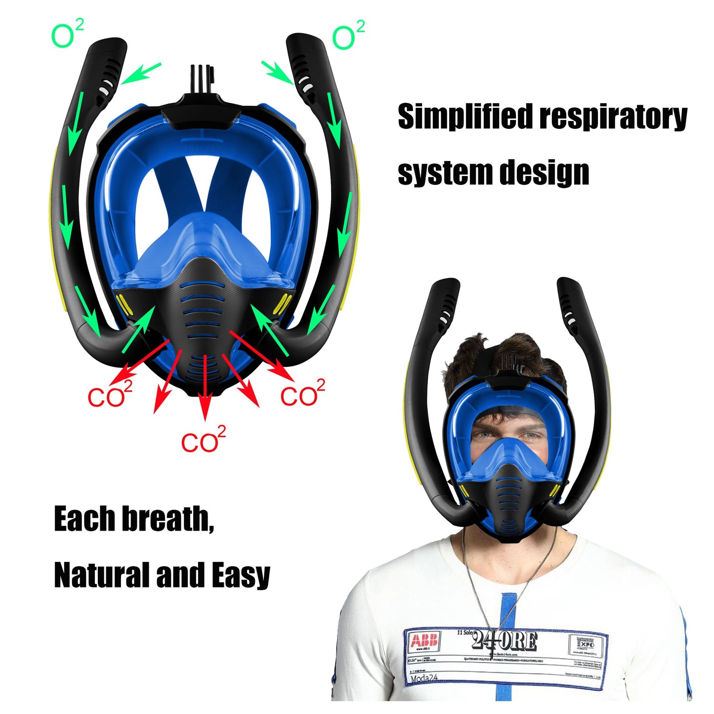 2022 Summer Newest Design Double Tube Scuba Diving Mask Full Face Snorkeling Mask Underwater Anti Fog Snorkeling Diving Set