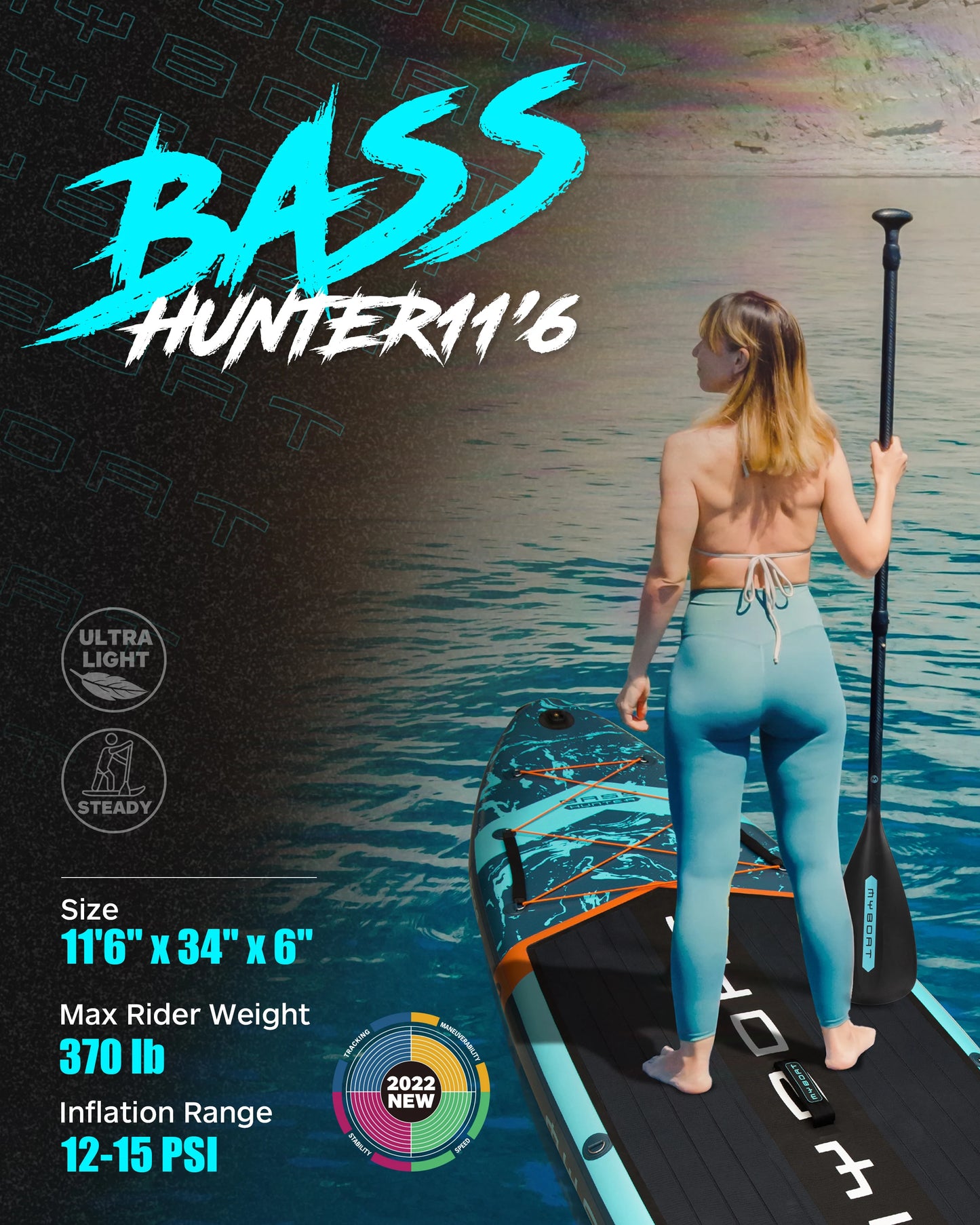 Myboat Waterproof Extra Wide Inflatable Paddle Board 11'6''x34''x6''Adult Standing Style Aquatic Fishing With Accessories SUP