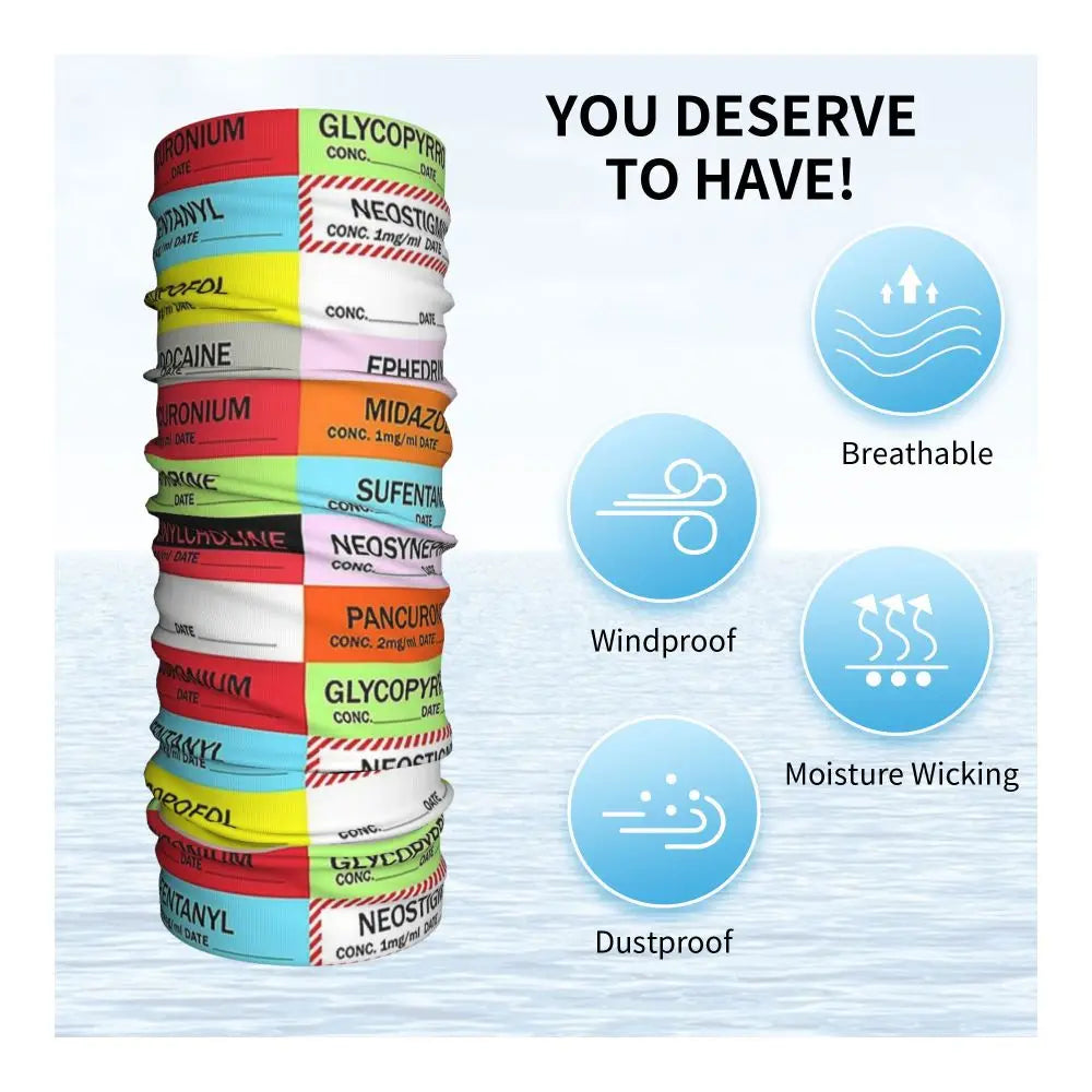 Anesthesia Medication Bandana Neck Cover Printed Mask Scarf Multi-use Balaclava Outdoor Sports Unisex Adult Winter